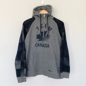 Nike Team Canada Hockey 1/4 Zip Grey Hoodie Sweatshirt Size L